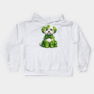 Clover Maltese Dog St Patricks Day Kids Hoodie